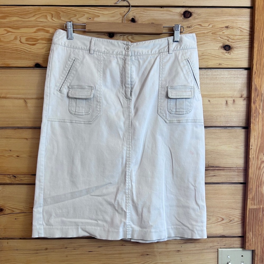Mac & Jac Womens Cream Twill Cargo Utility Pencil Skirt Size 12 Cotton Spandex